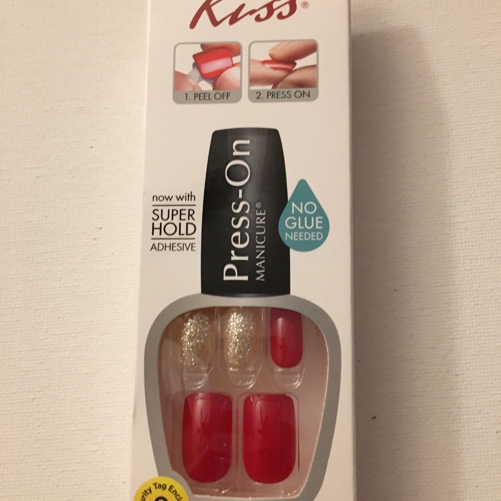 Red and glittery gold nails